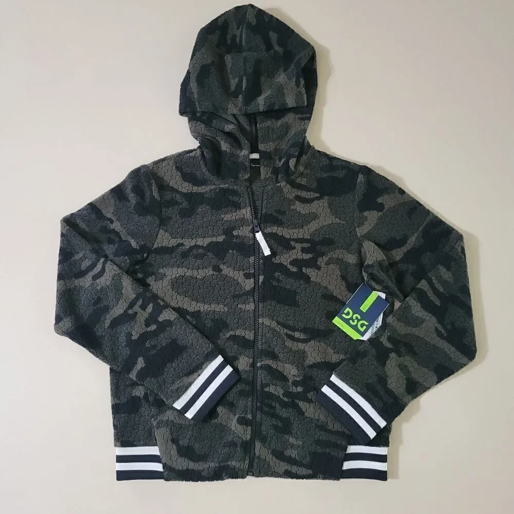 DSG Boys Sherpa Forest Night Camo Full Zip Long Sleeve Hoodie